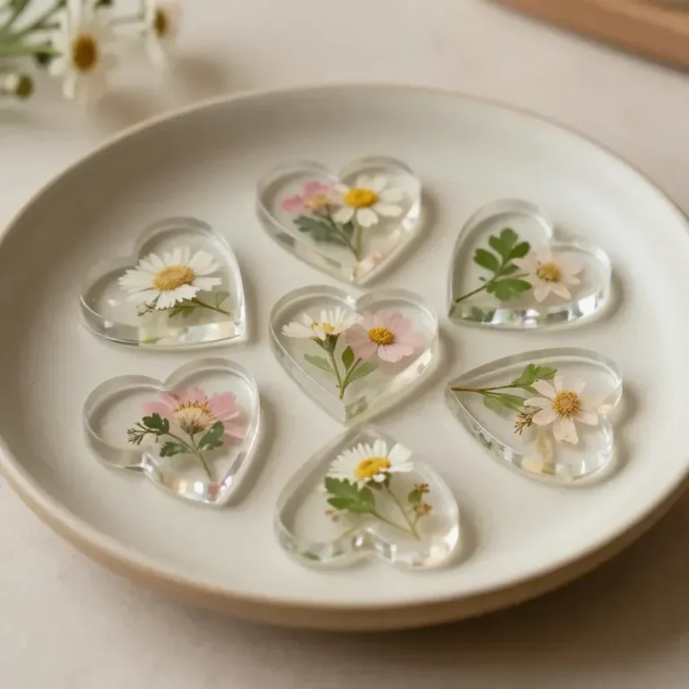 DIY cornstarch glass floral hearts and flowers for creative decor