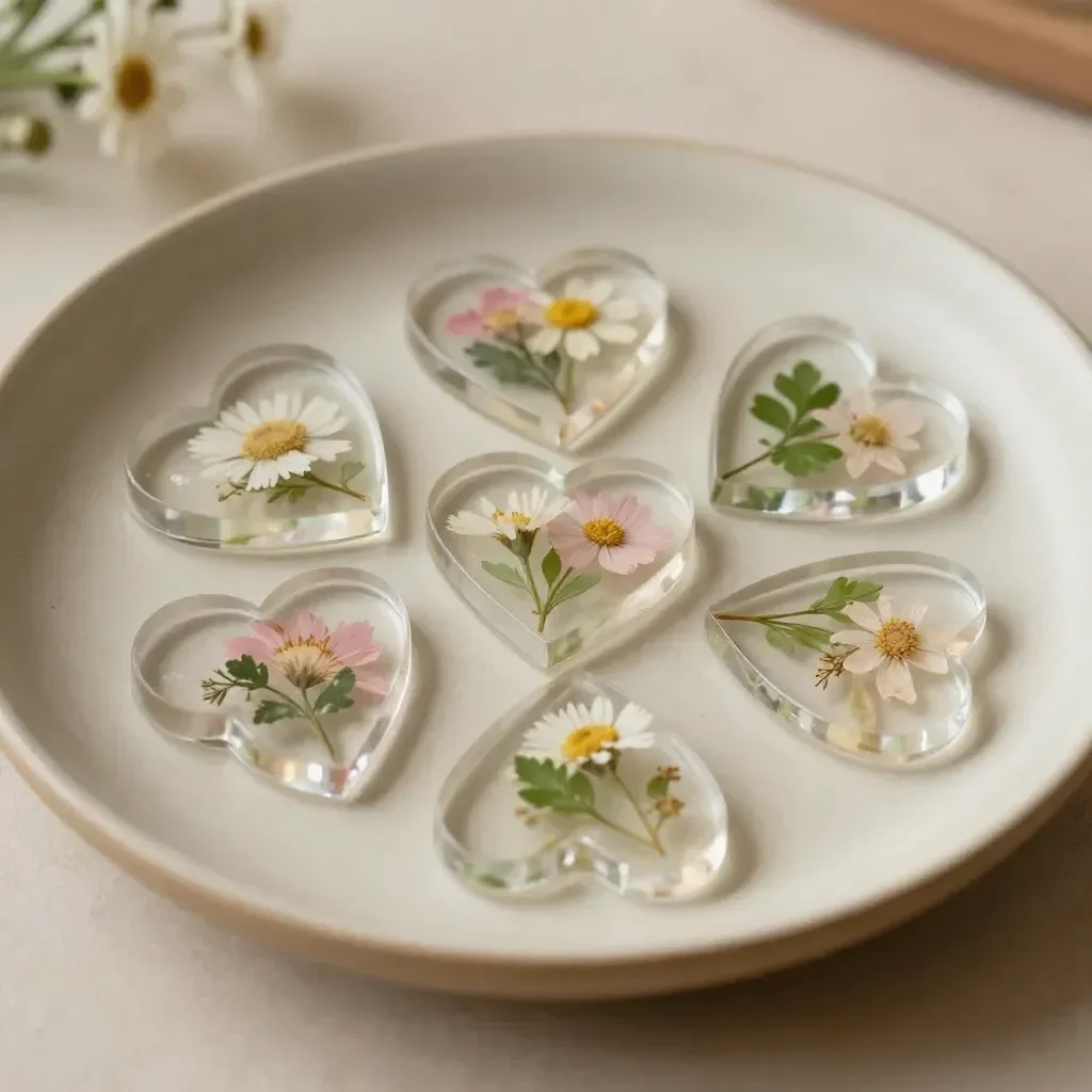 DIY Cornstarch Glass Floral Hearts and Flowers