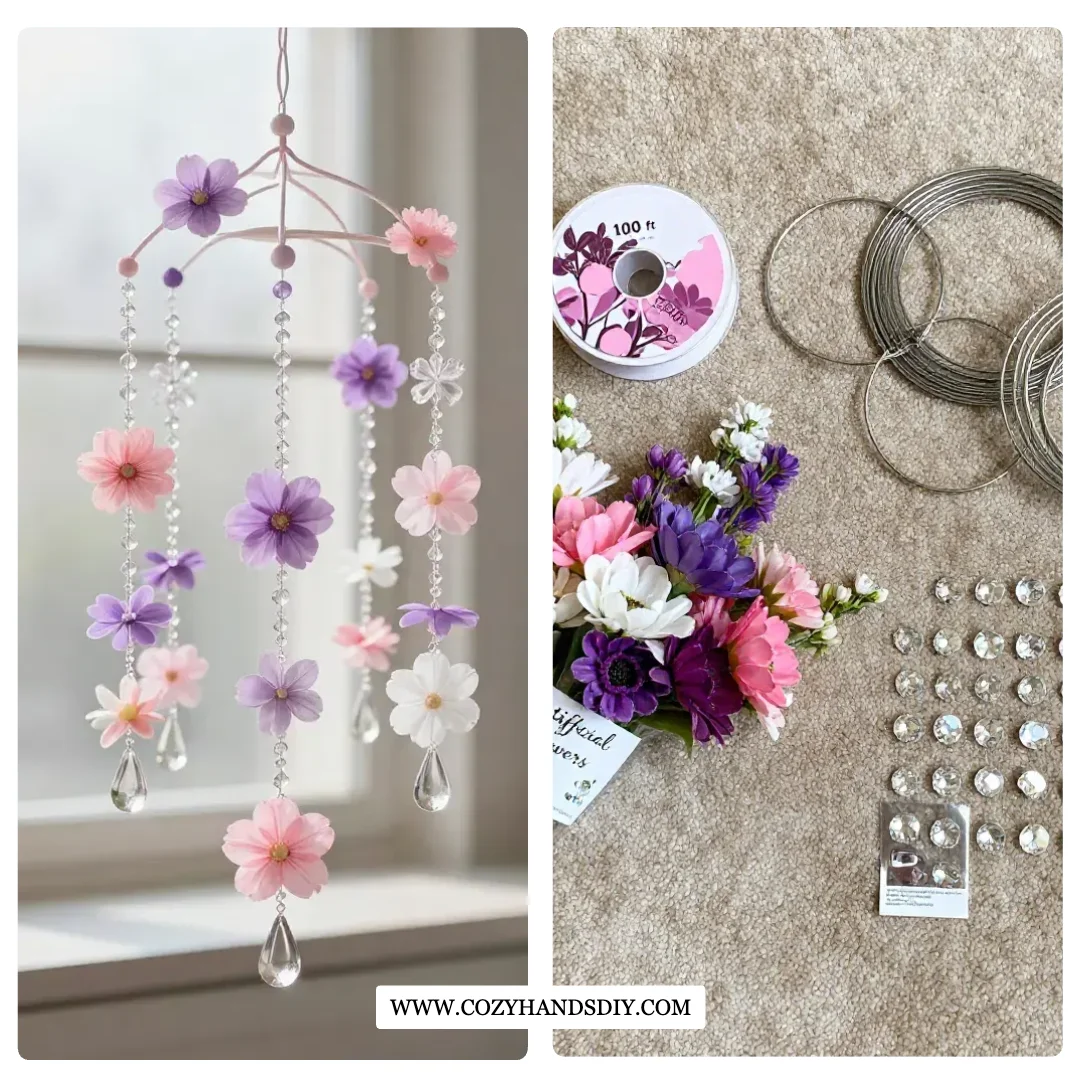 DIY Floral Spiral Crystal Wind Chime