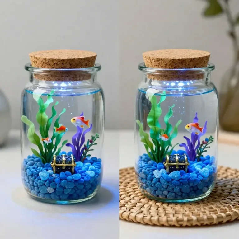 DIY glowing ocean jar project showcasing creative ocean decor