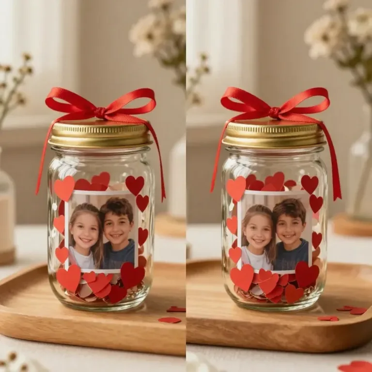 DIY photo glitter snow globe jar with shining glitter and personal photos