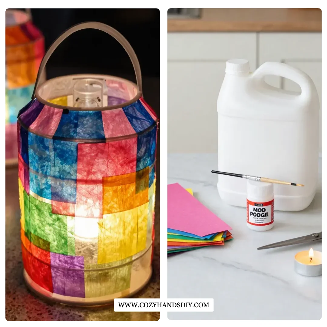 Fake Stained-Glass Lanterns Cozy Glow