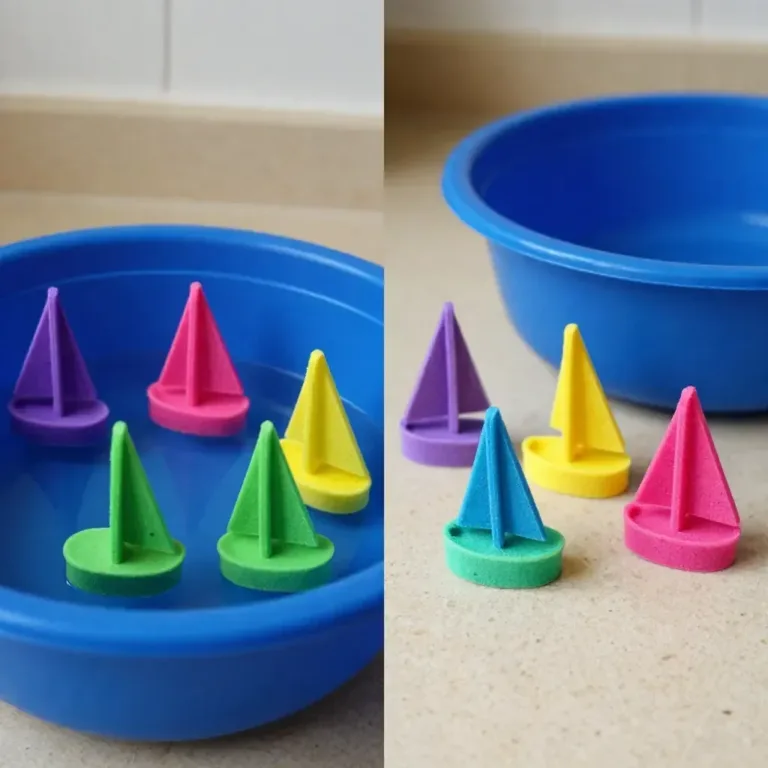 Colorful floating sailboats made from pool noodles for kids' summer fun.