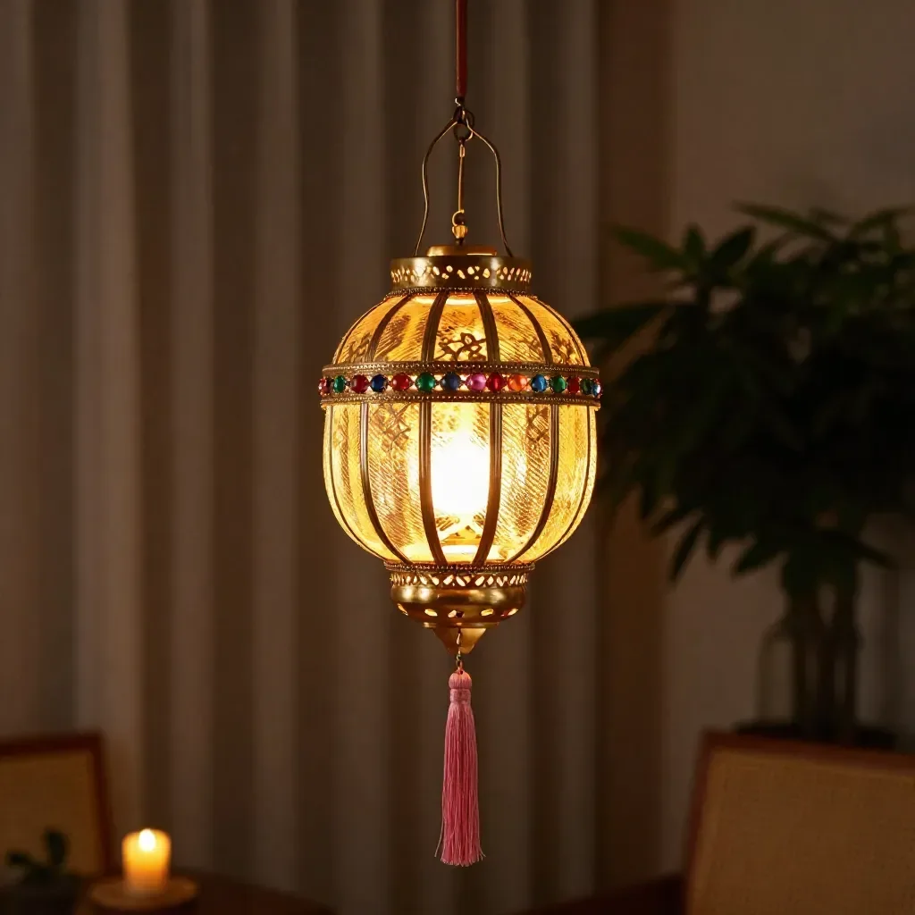 Cozy glowing bottle lanterns illuminating a warm ambiance.