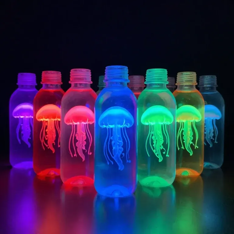 Glowing jellyfish bottle creates a serene and cozy atmosphere.