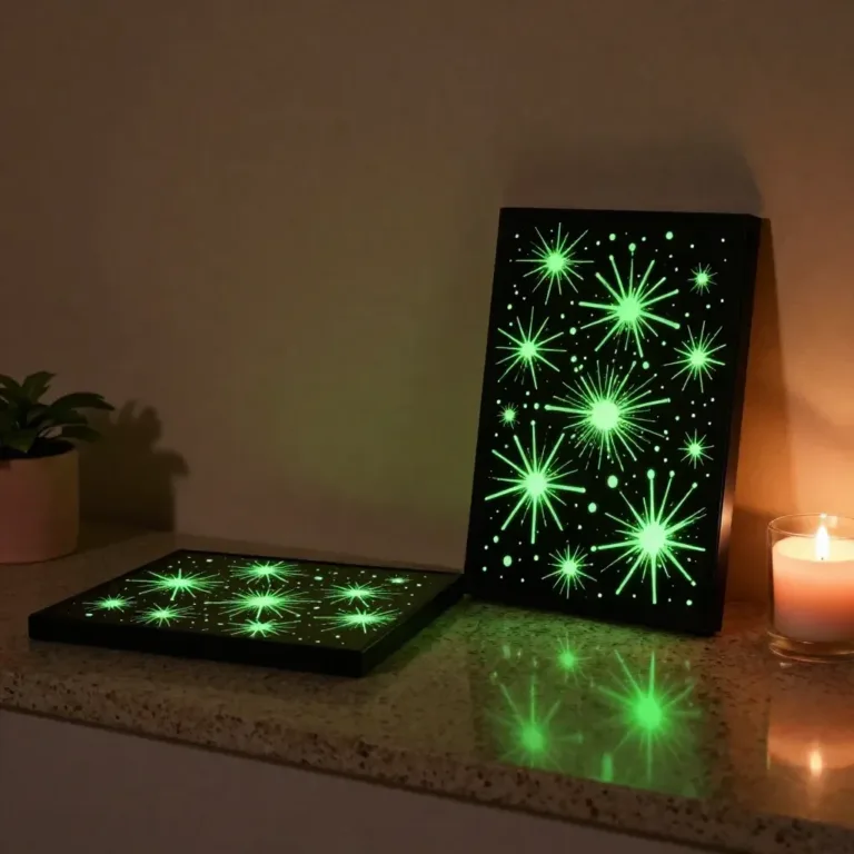 Glow puffy paint art project created by mixing ingredients for glowing effects.