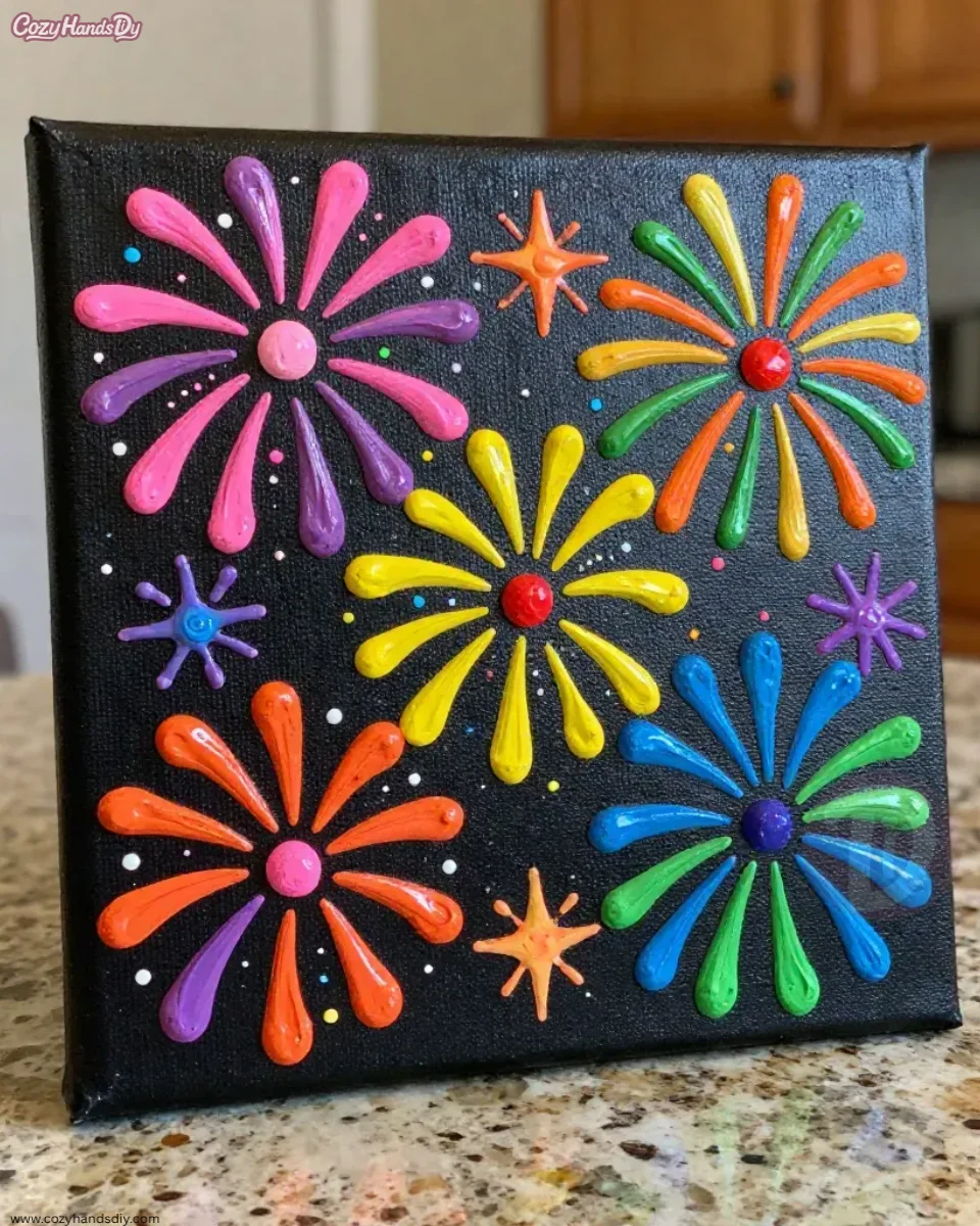 Neon Fireworks Art Becomes Cozy Glow