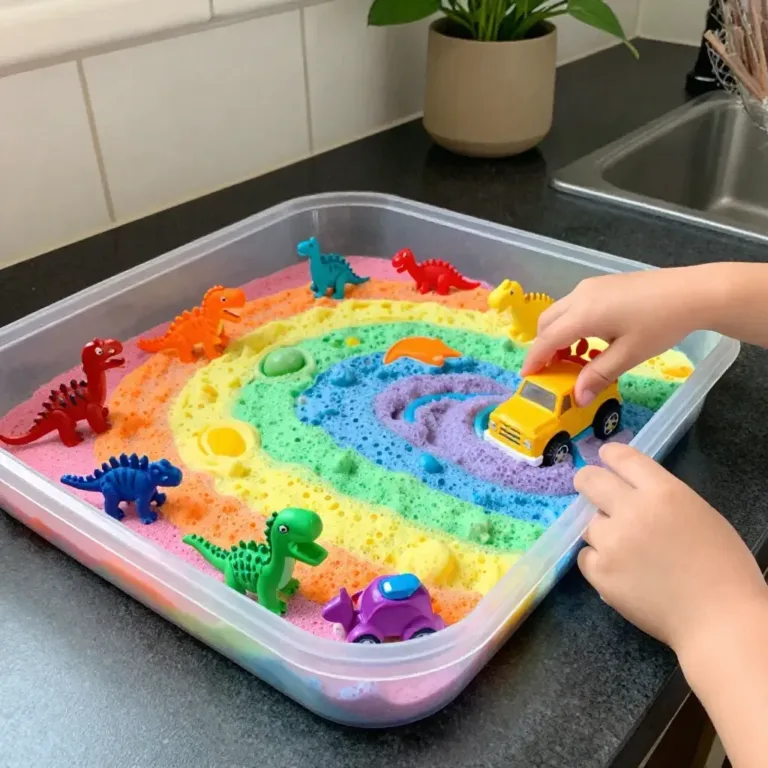 Rainbow Foam Mountain depicting a serene transformation into calmness.