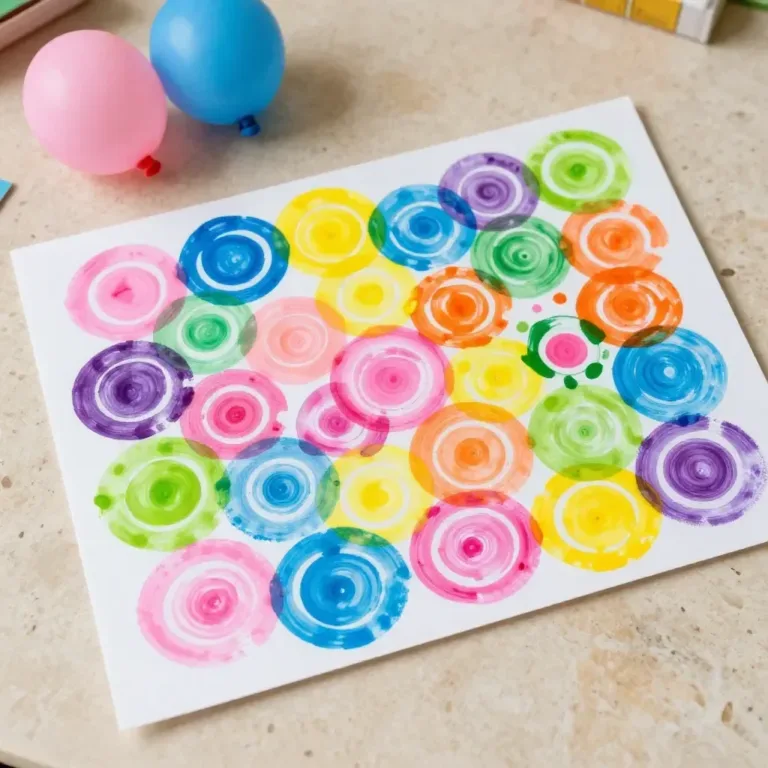 Colorful water balloon painting pinwheel art project for outdoor creativity