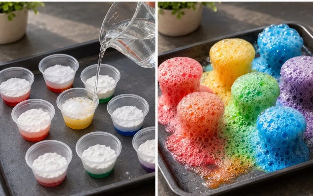 Colorful baking soda fireworks demonstration for family fun