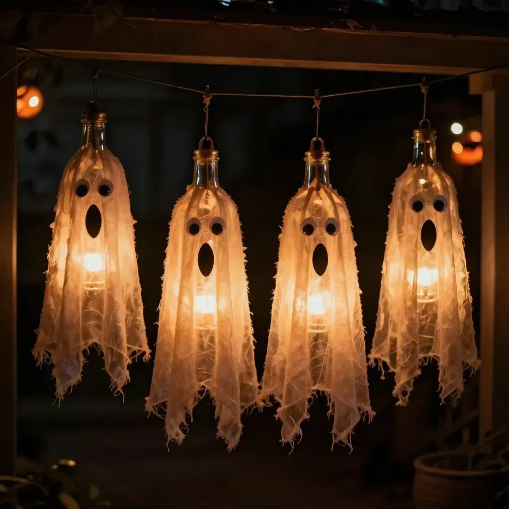 DIY spooky glass bottle lanterns for Halloween decoration