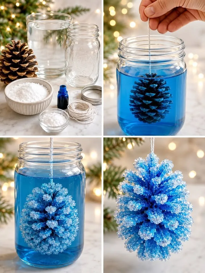 Easy Frozen Ice Crystal Pinecones Cozy 4 Easy Frozen Ice Crystal Pinecones