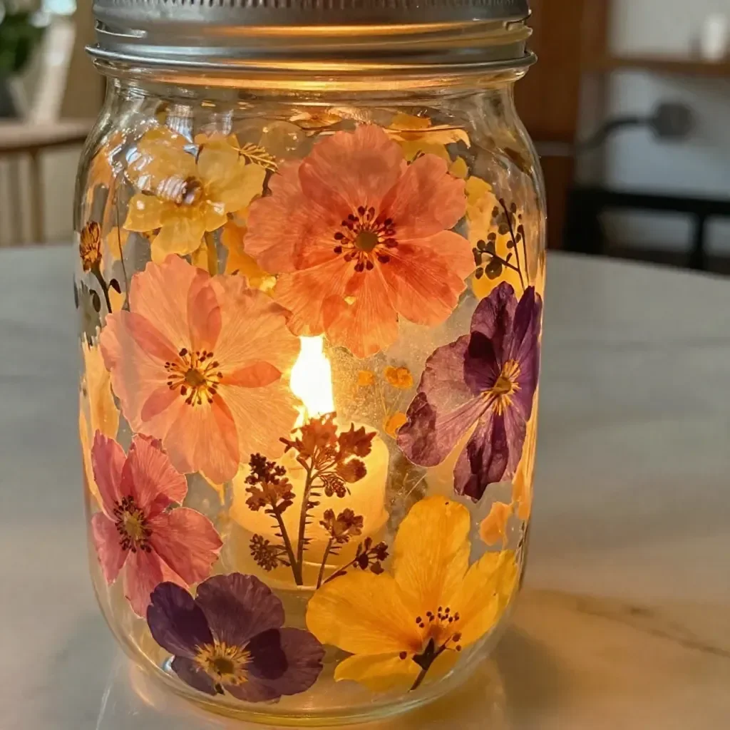Floral wedding lantern creating a cozy glow for wedding decoration.