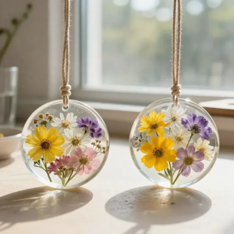 Beautiful Frozen Flower Ice Suncatcher showcasing colorful flowers encapsulated in ice