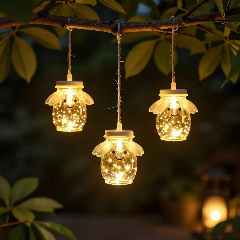 Cozy glowing firefly bottle lights creating warm ambiance