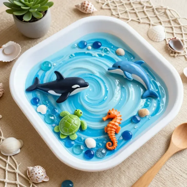 Kids playing with Ocean Foam Sensory Bin for a cozy sensory experience.