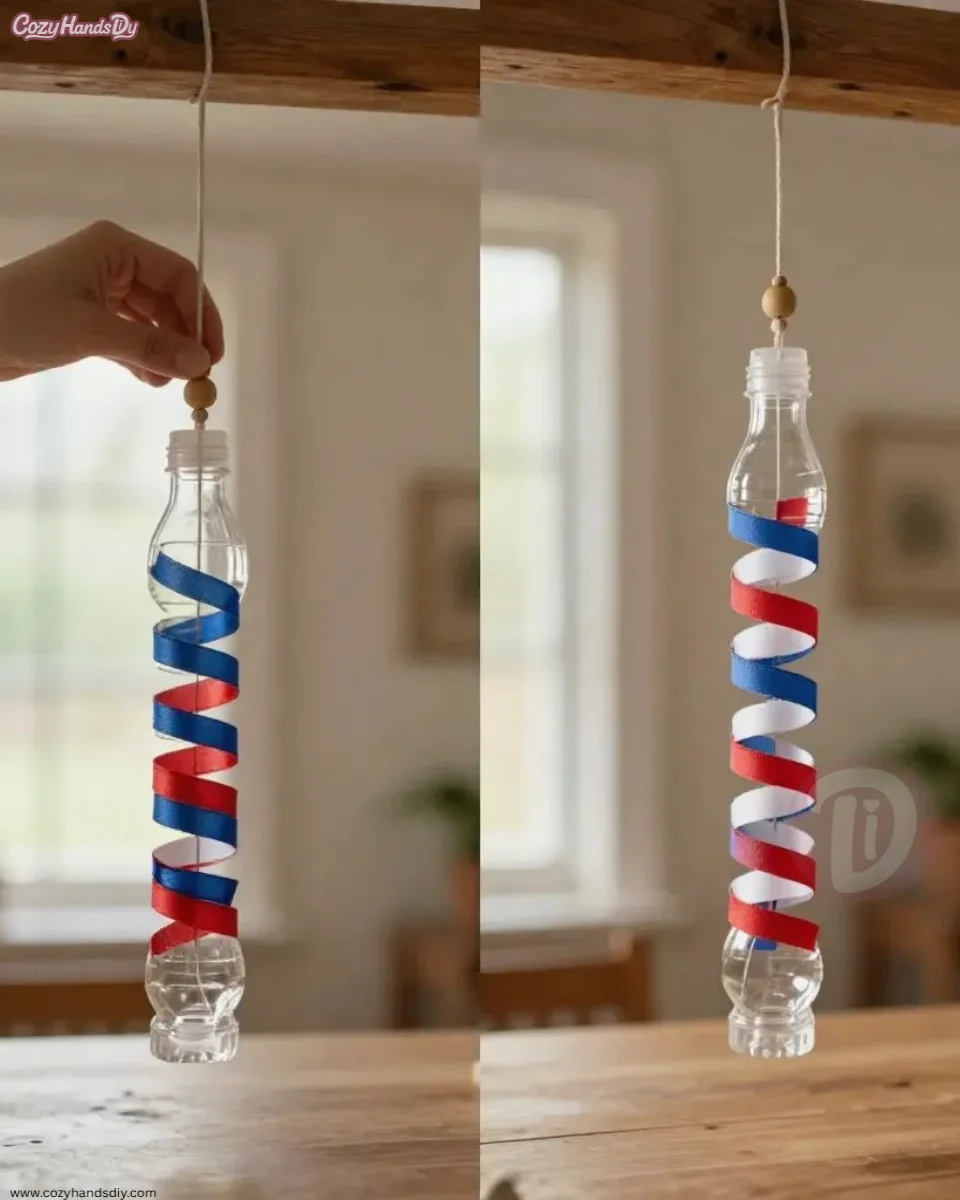 Patriotic Bottle Cap Spinner Becomes Cozy
