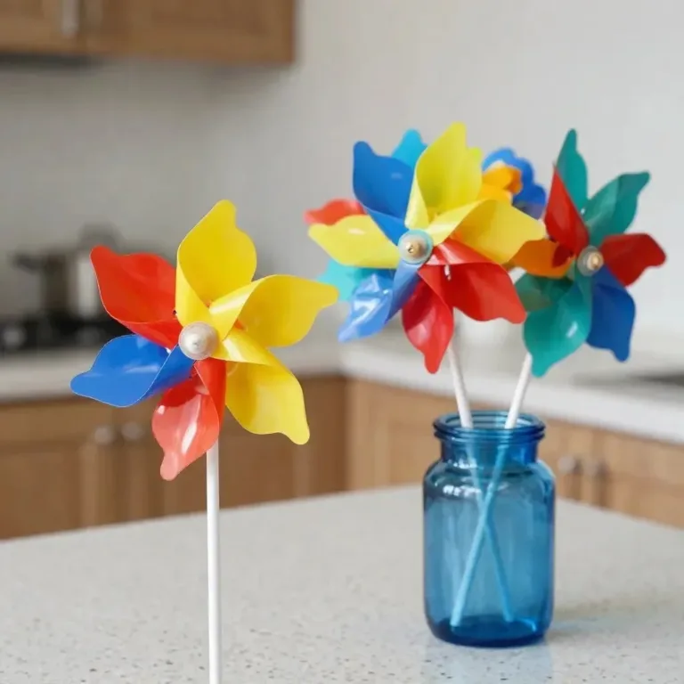 Colorful pinwheel flower garden stake adding charm to outdoor spaces