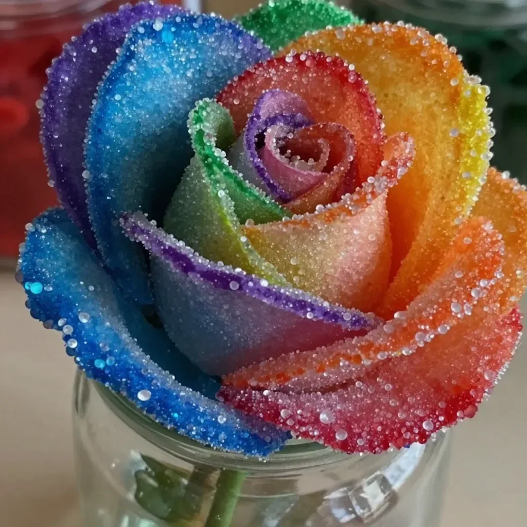 Vibrant Rainbow Crystal Wedding Rose, a perfect cozy decor for weddings