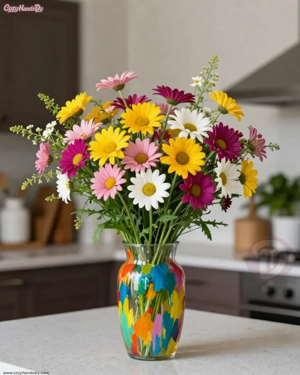 Recycled Bottle Rainbow Vase Becomes Cozy