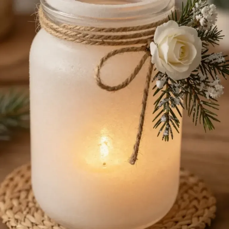 Snowy wedding lantern used as a cozy keepsake at a wedding celebration.