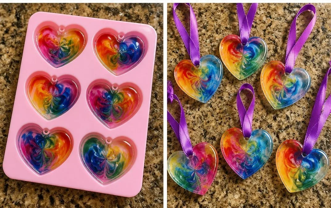 Swirled Glue Sun Catchers: Simple Science Craft 6 Swirled Glue Sun Catchers
