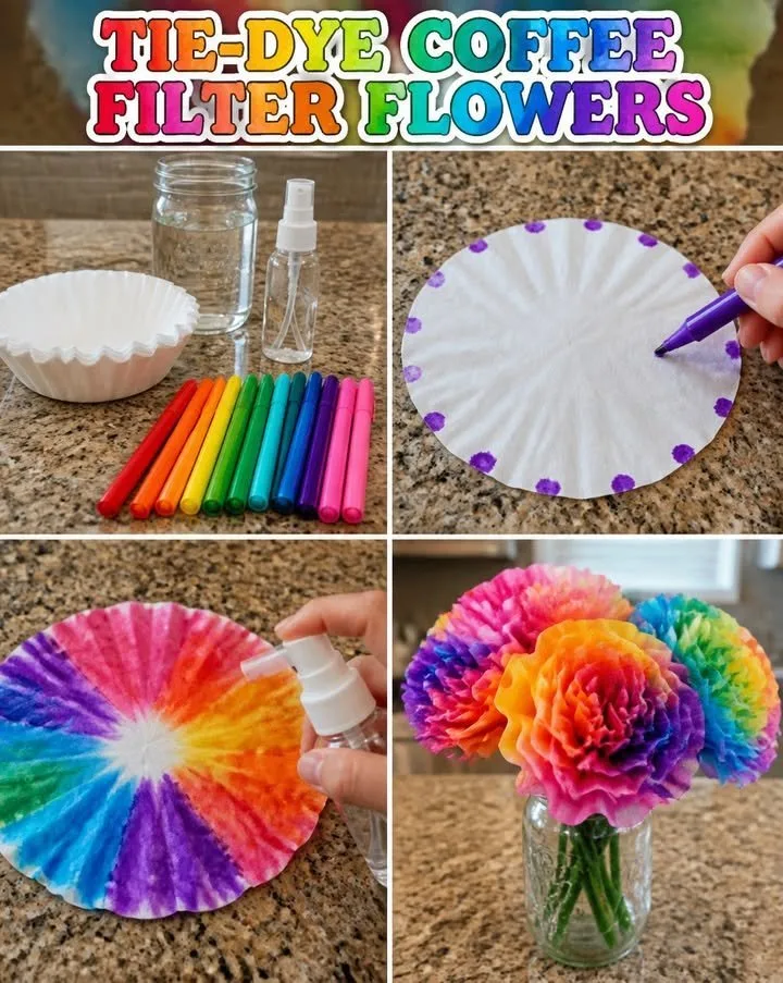 Tie-Dye Coffee Filter Flowers 4 Tie-Dye Coffee Filter Flowers