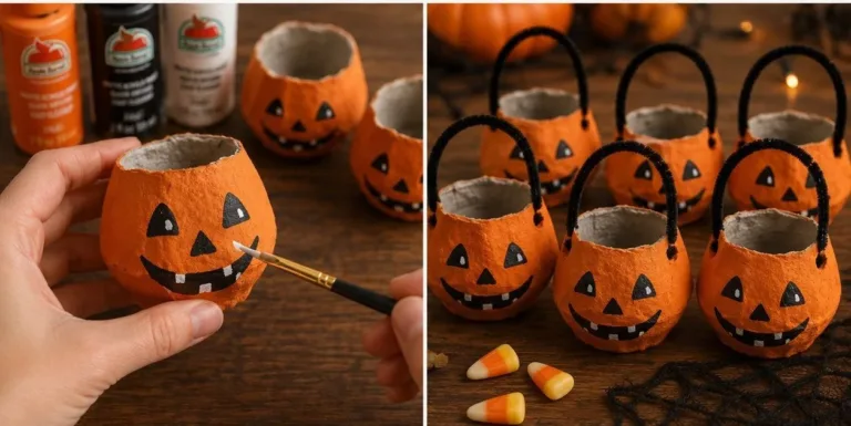 Vintage style Halloween pails for cozy seasonal decoration