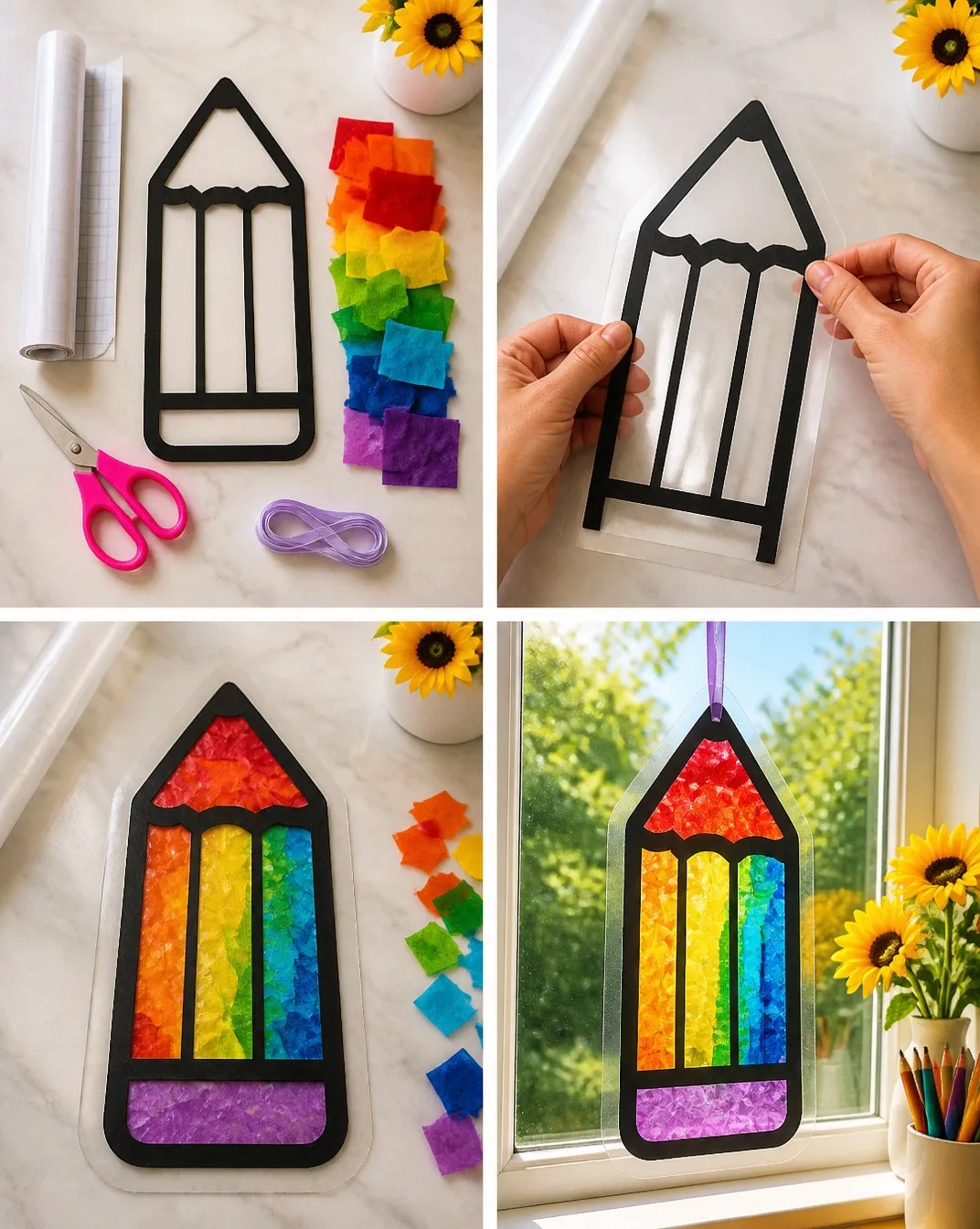 Back-to-School Rainbow Pencil Suncatcher Turns Warm 7 Back-to-School Rainbow Pencil Suncatcher