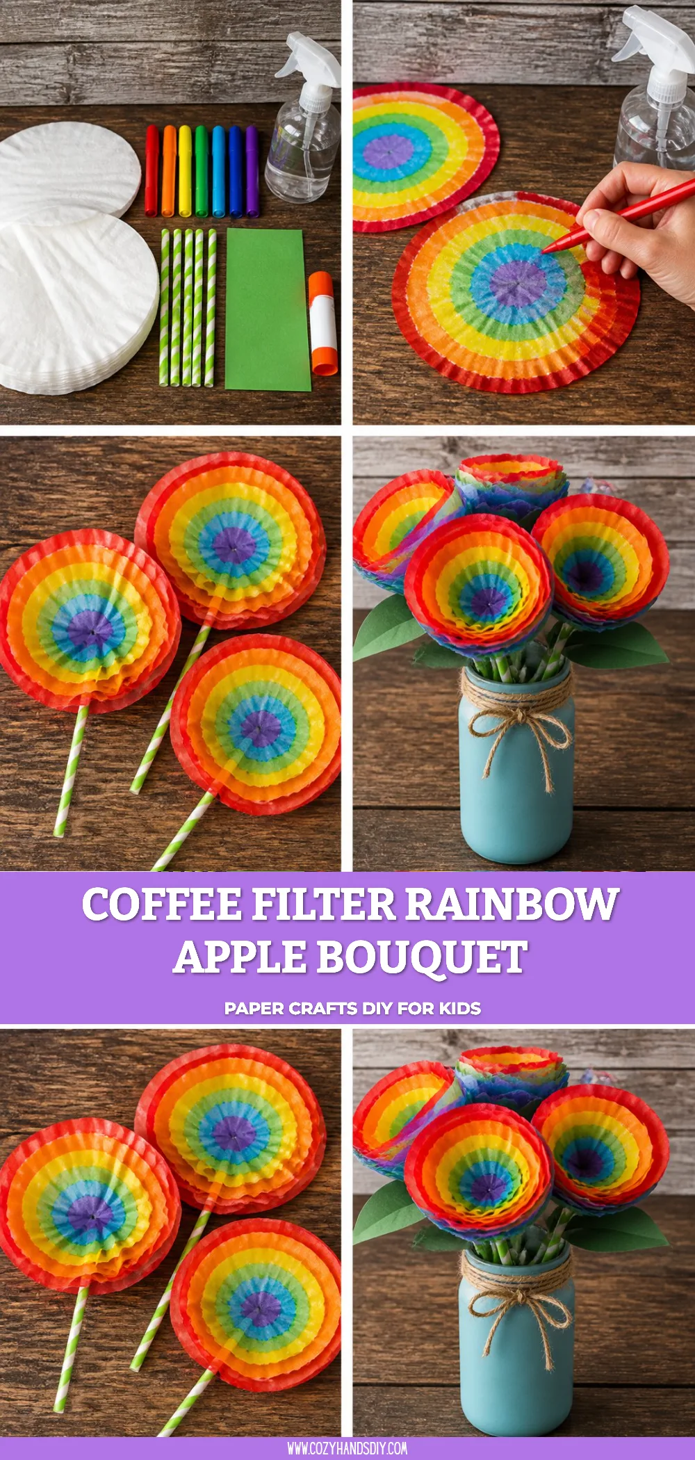 Coffee Filter Rainbow Apple Bouquet
