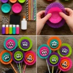 Colorful Cupcake Liner Monster Flowers Becomes Coz