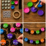 Colorful Halloween Bottle Cap Spider Garland
