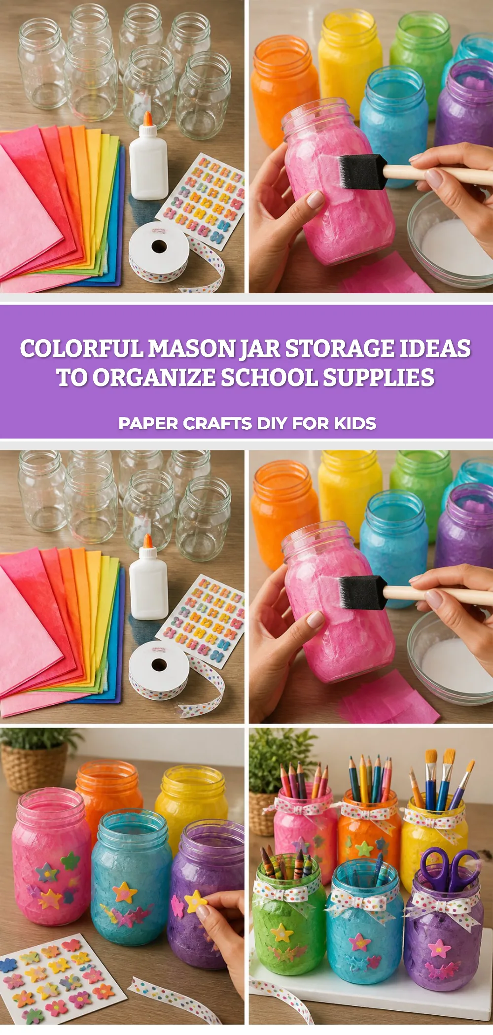 Colorful Mason Jar Storage Ideas to Organize School Supplies 2 Colorful Mason Jar Storage Ideas to Organize School Supplies