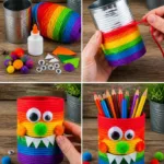 Colorful Monster Pencil Holder Becomes Cozy