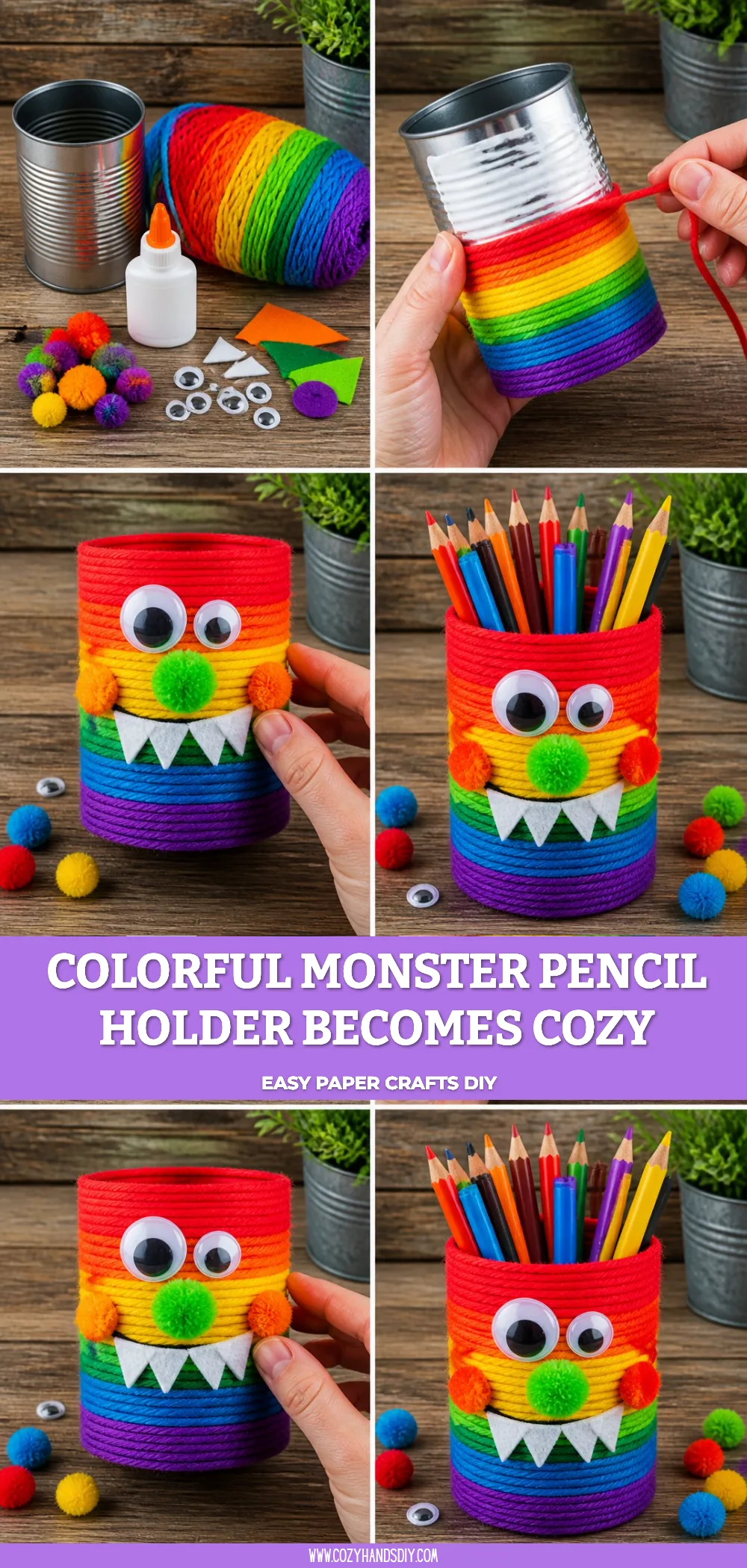 Colorful Monster Pencil Holder Becomes Cozy