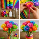 Colorful Rainbow Pencil Flower Bouquet for Back to