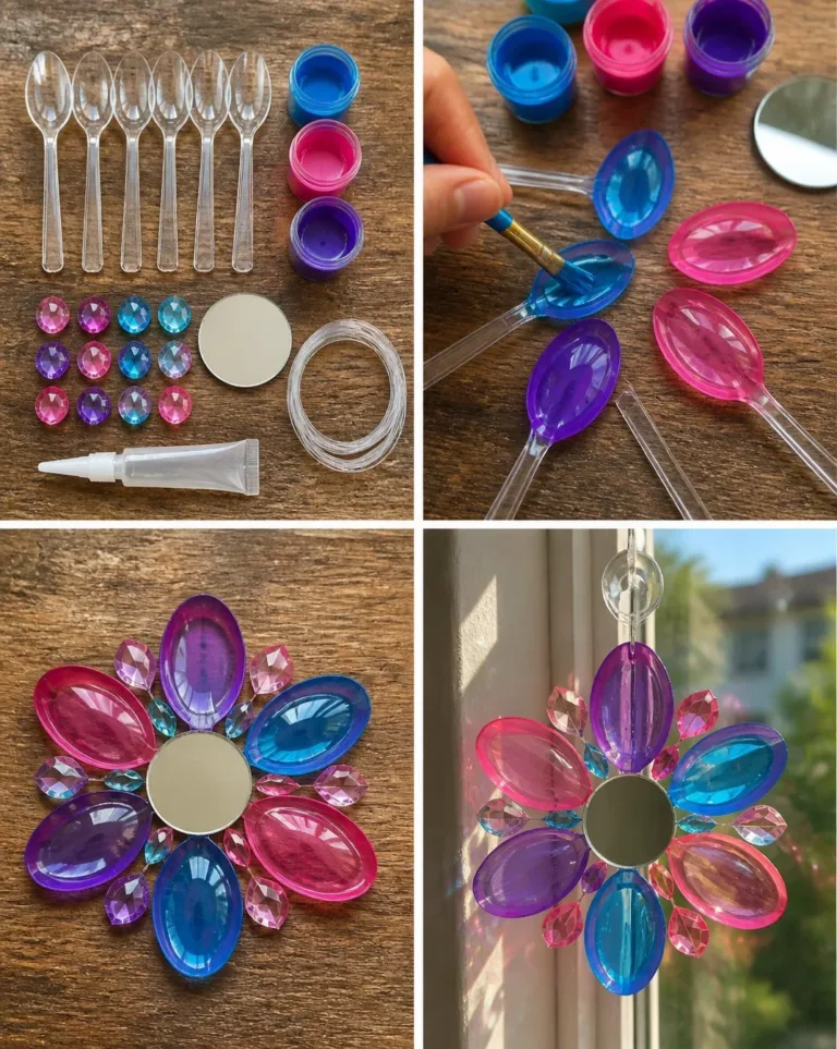 Beautiful crystal flower light catcher reflecting sunlight in a cozy room