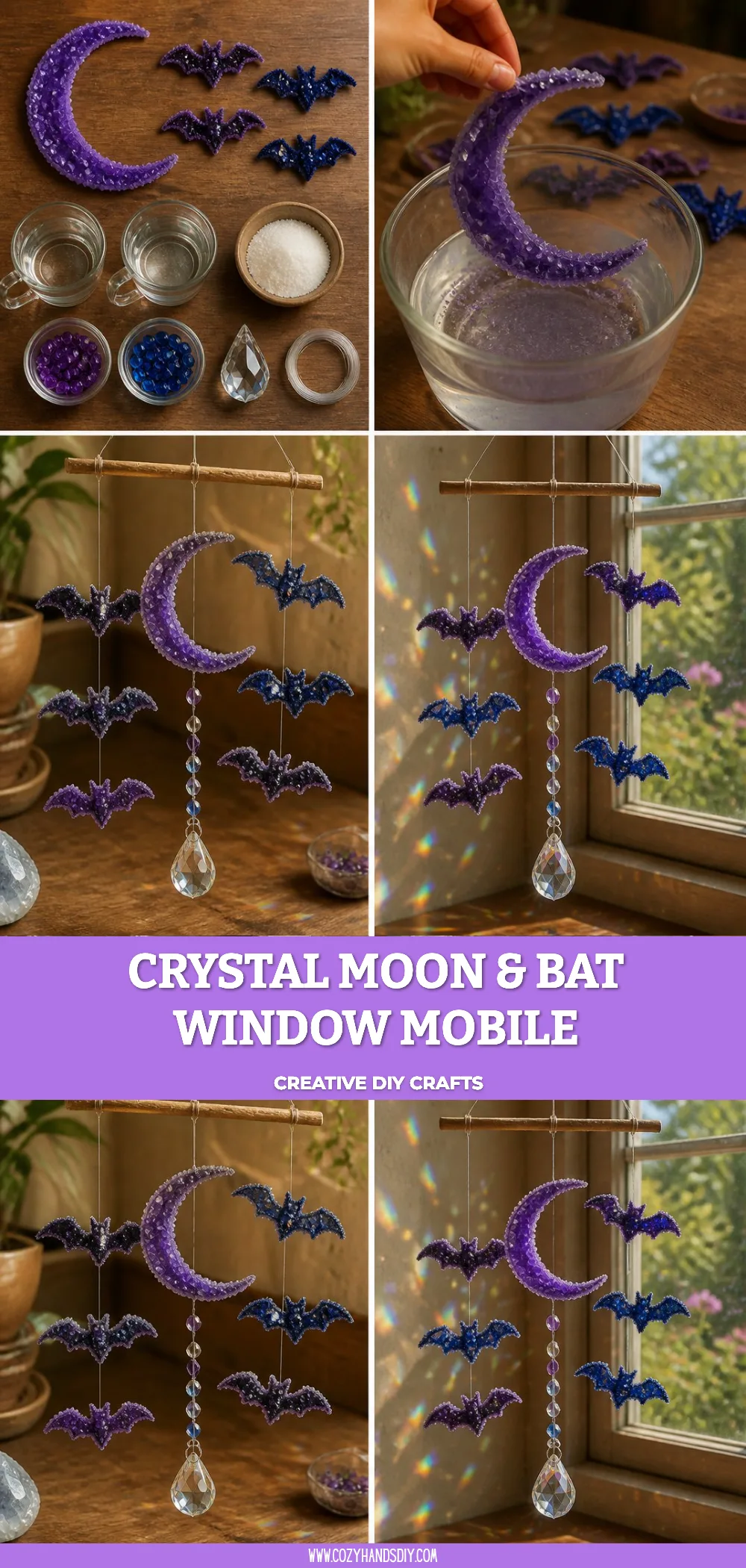 Crystal Moon & Bat Window Mobile 6 Crystal Moon & Bat Window Mobile