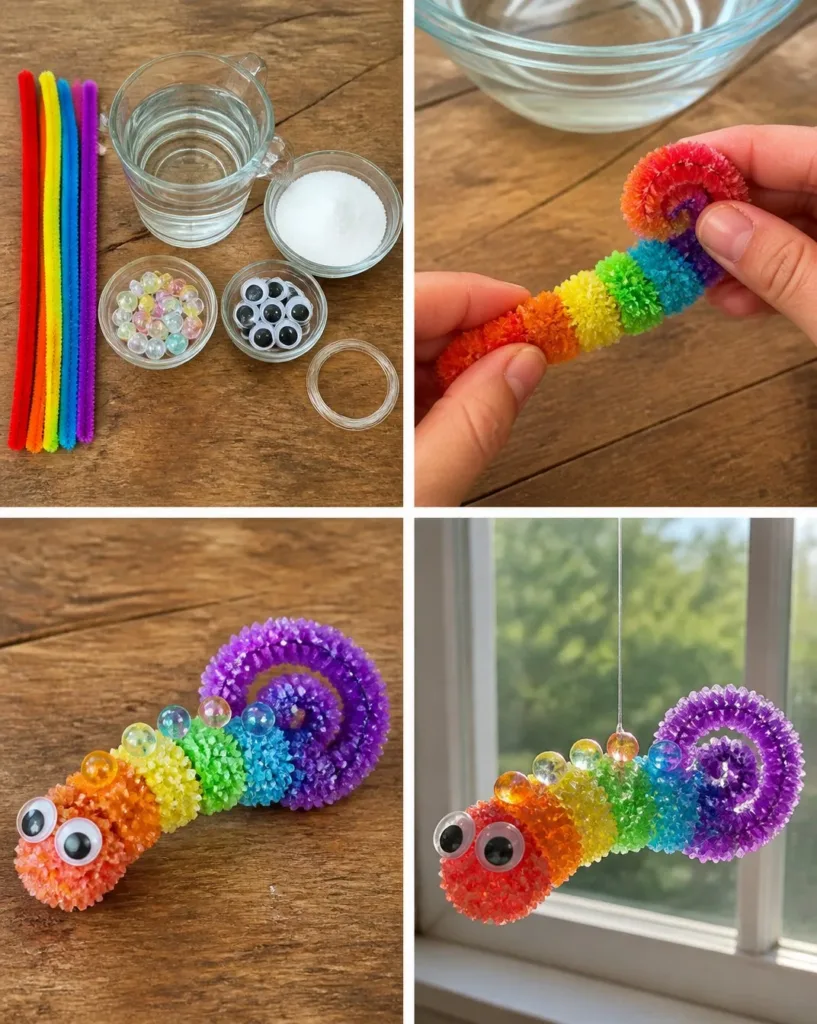 Crystal Rainbow Bookworm Window Charm for calming decor