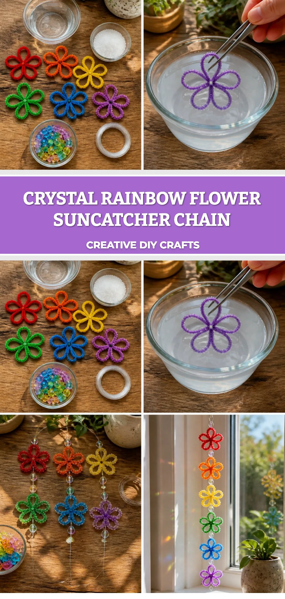 Crystal Rainbow Flower Suncatcher Chain