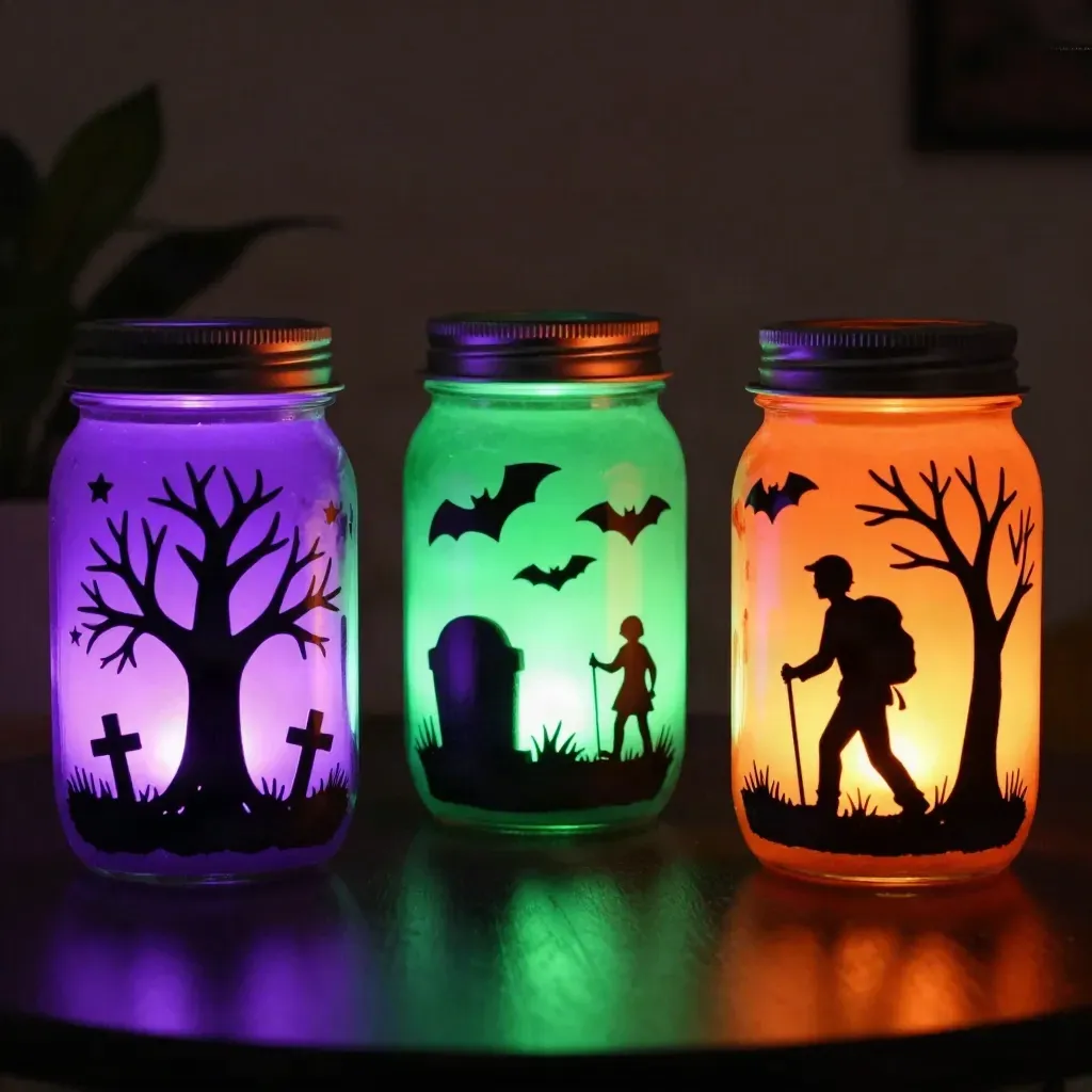 DIY Halloween Silhouette Lantern Jars