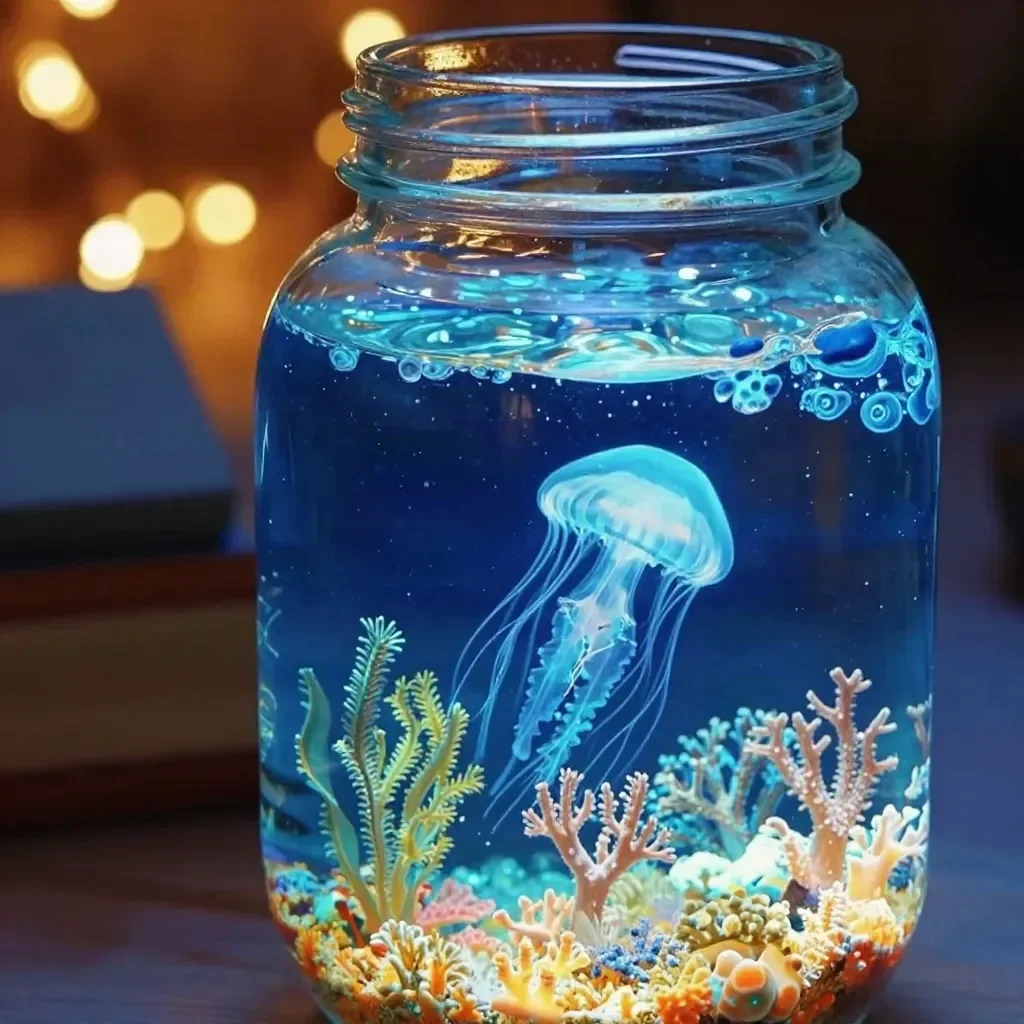 Glow-in-the-dark ocean jar for a cozy, magical lighting experience