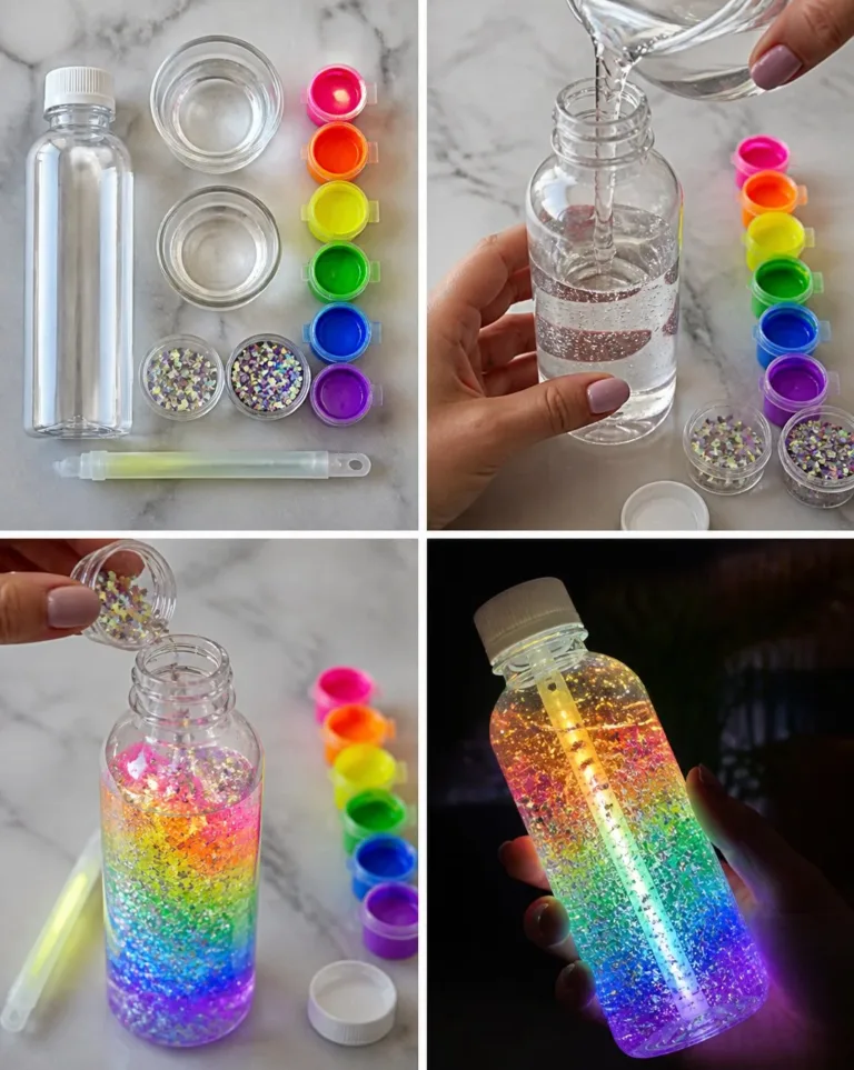 Glow-in-the-Dark Rainbow Potion Bottle glowing brightly