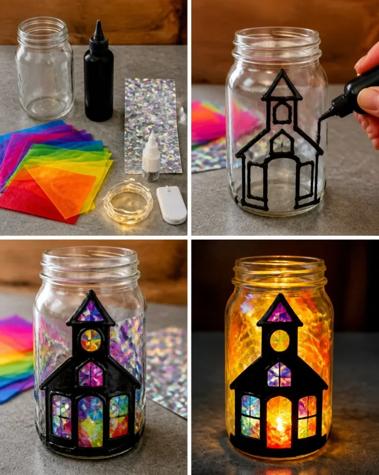 Cozy holographic lantern illuminating a schoolhouse interior