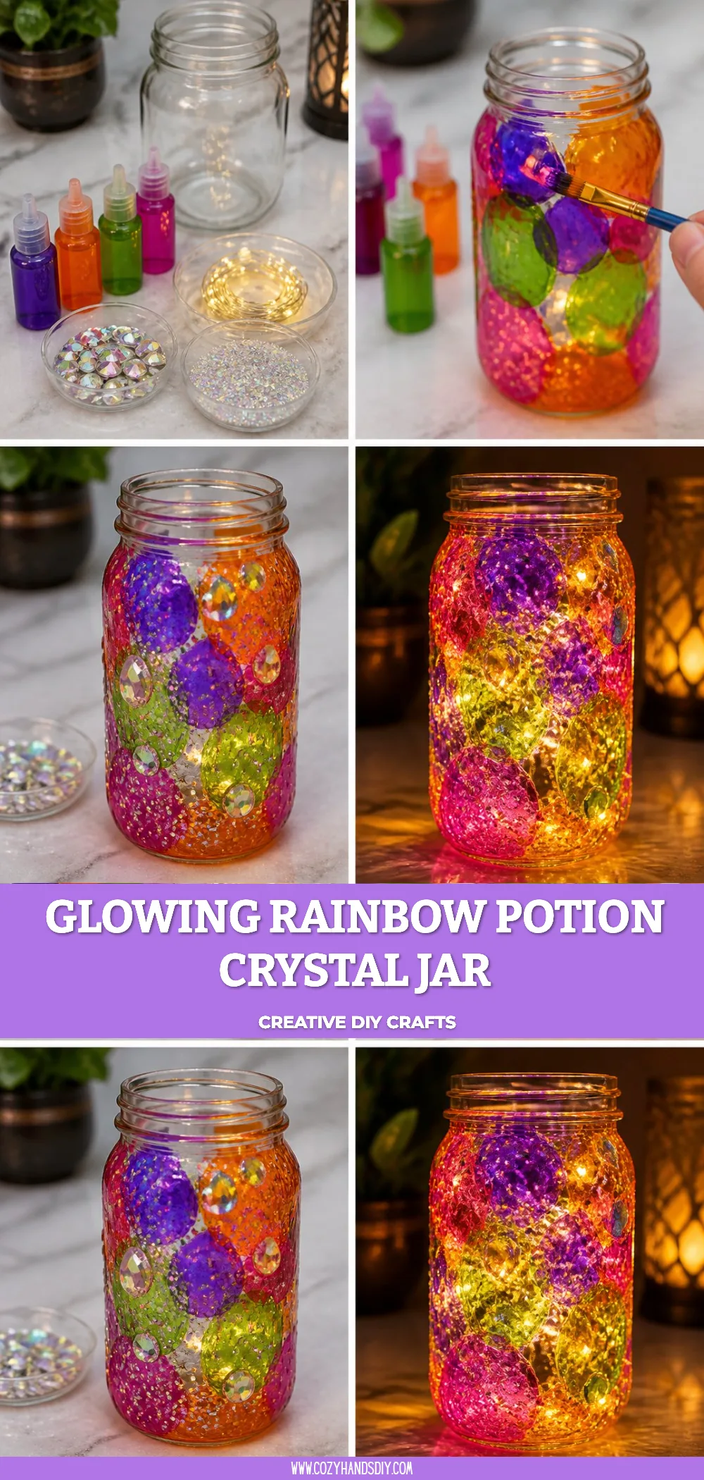 Glowing Rainbow Potion Crystal Jar