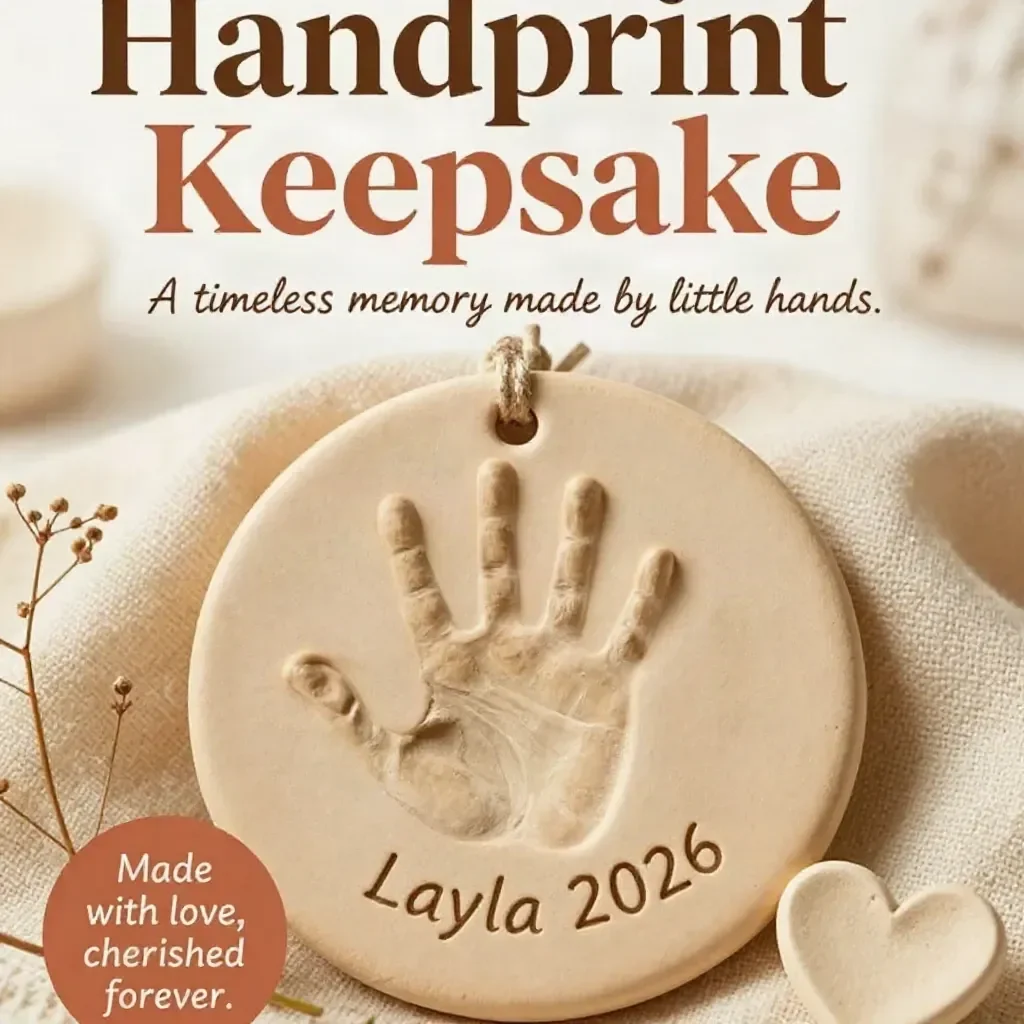 Handprint keepsake showcasing a child's handprint for lasting memories.
