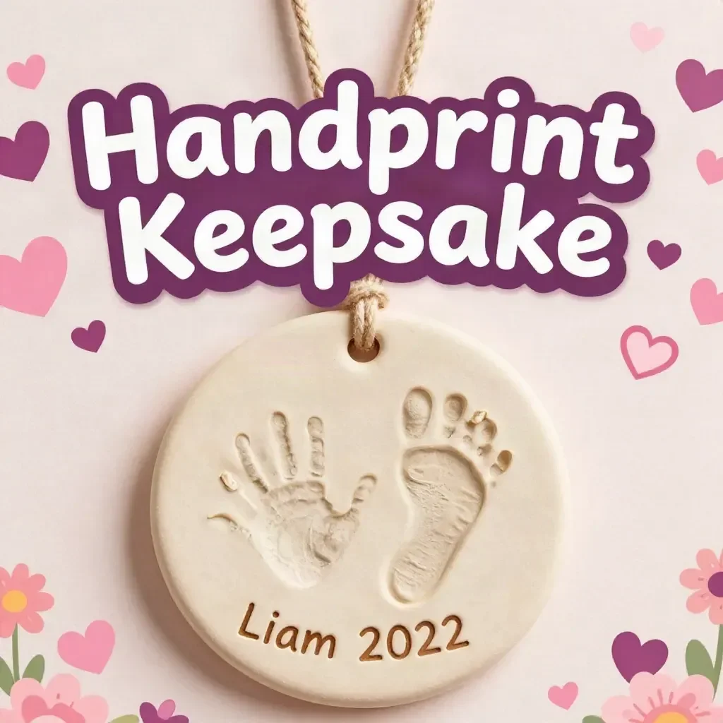 Handprint keepsake memory project showcasing a child's growth and creativity.