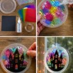 Holographic Haunted House Suncatcher for Halloween