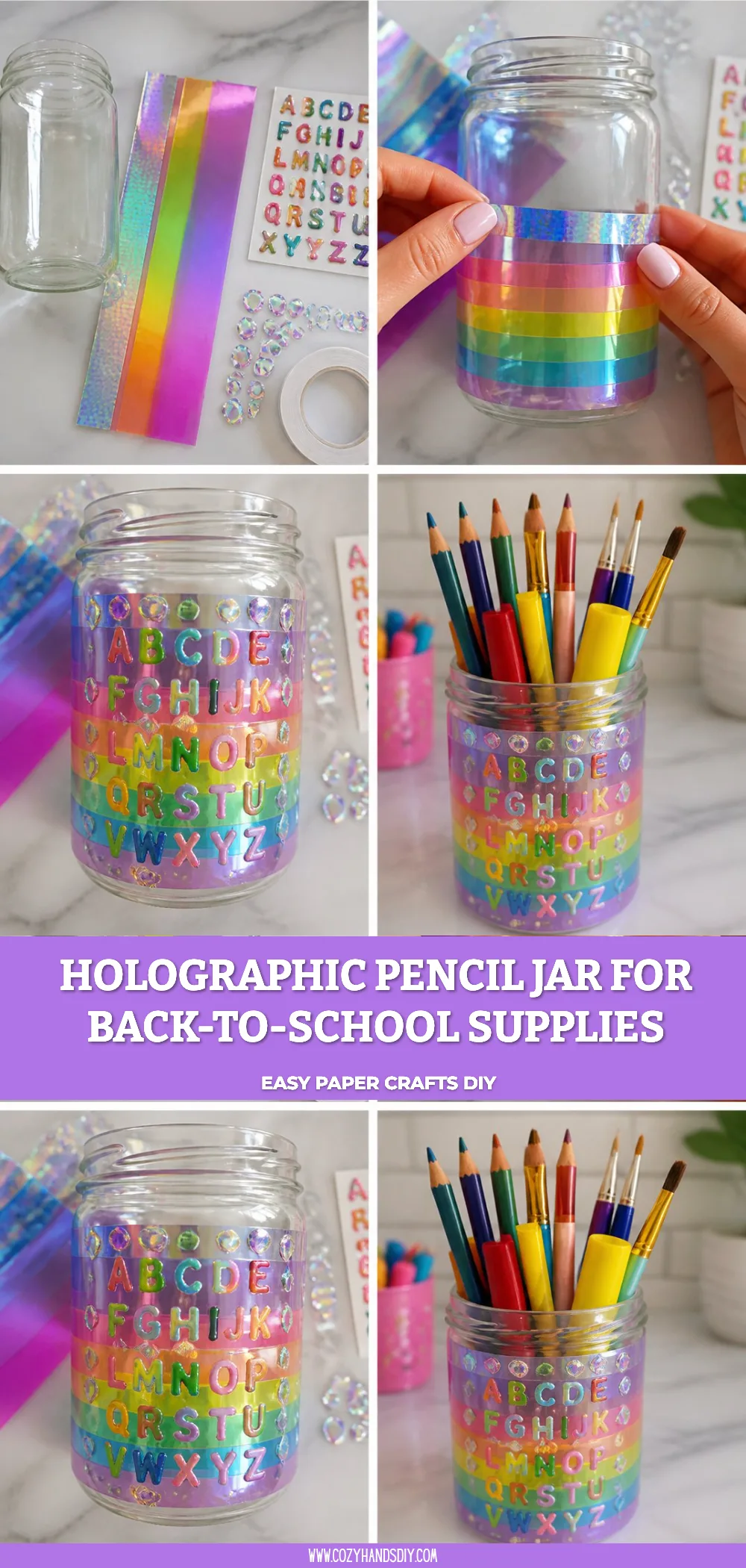 Holographic Pencil Jar for Back-to-School Supplies