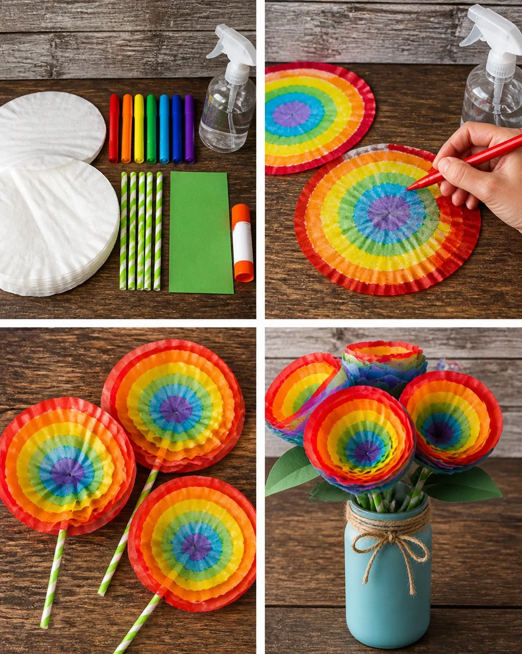 Coffee Filter Rainbow Apple Bouquet